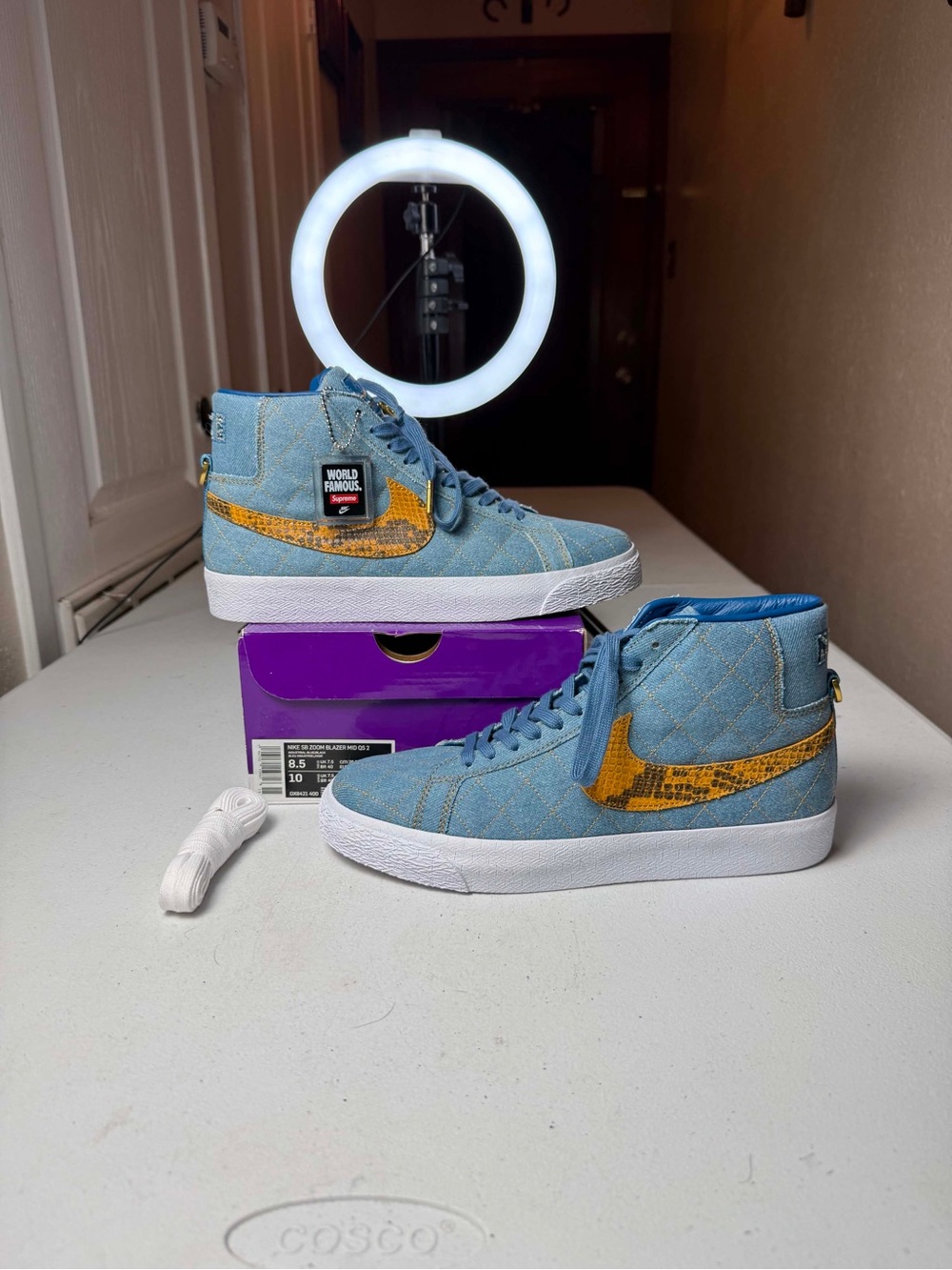 Size 8.5 - Nike Supreme x Zoom Blazer QS SB Mid Denim